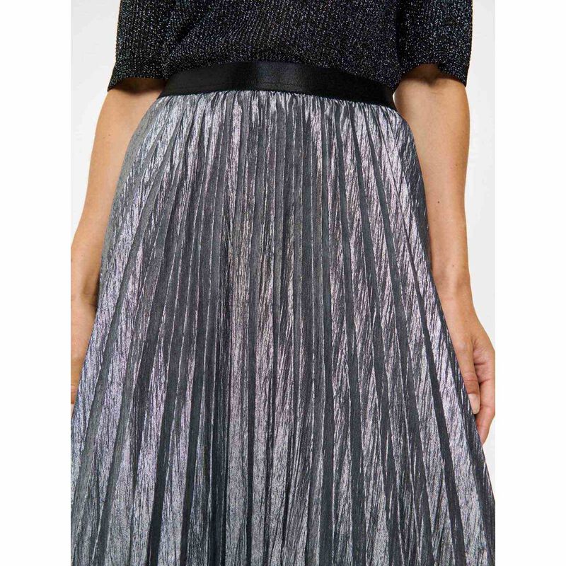 Veronika Maine Silver Foil Sunray Pleat Skirt image number 2
